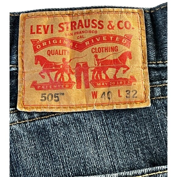 Levis 505 Mens Jeans 40x32 Straight Leg Denim Made In Mexico - Picture 4 of 16